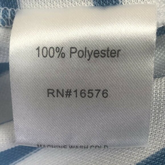 Arnold Palmer Polo Golf Shirt Medium White Blue Stripe Embroidered Umbrella Logo - Picture 9 of 9